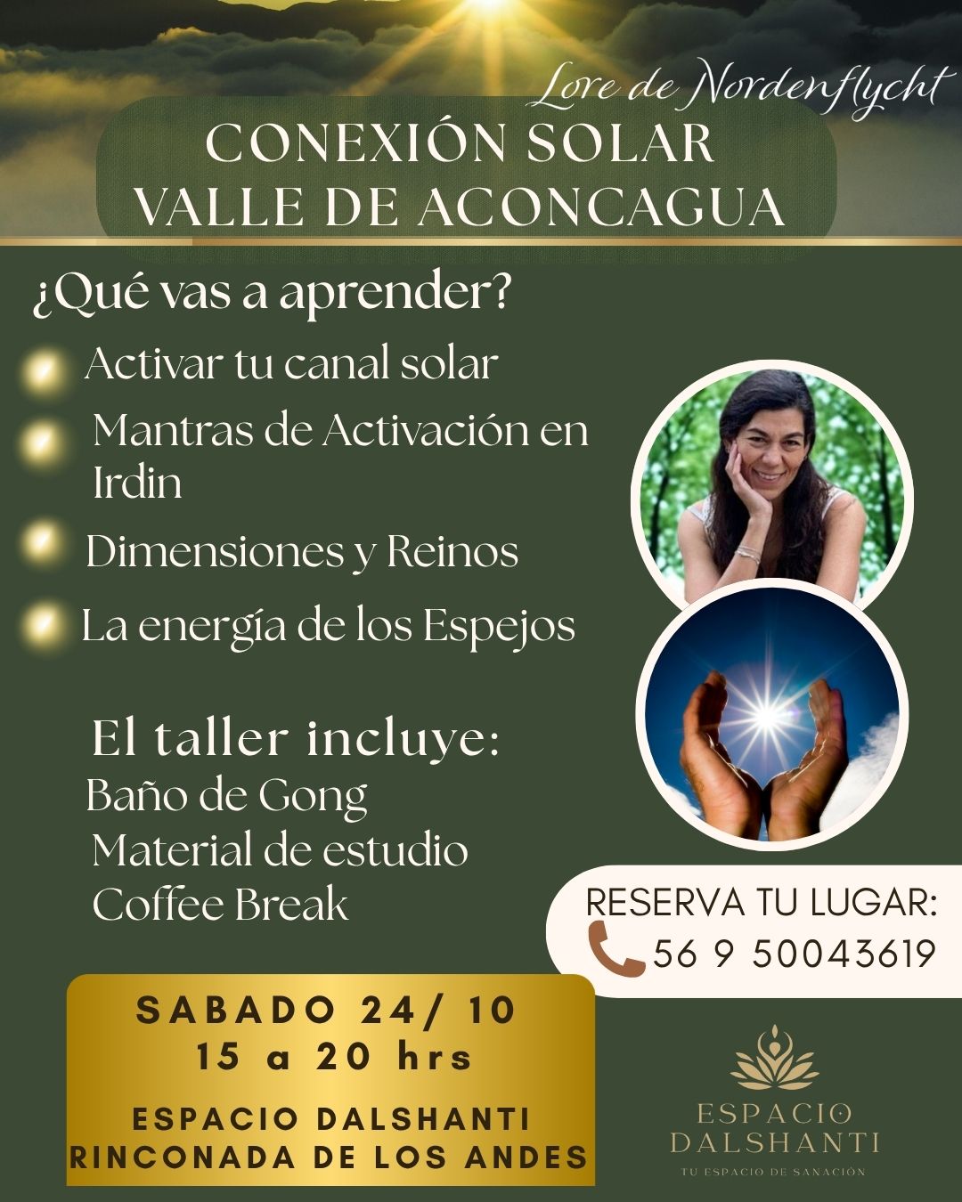 Afiche del taller Conexión Solar con sus contenidos y lo que incluye